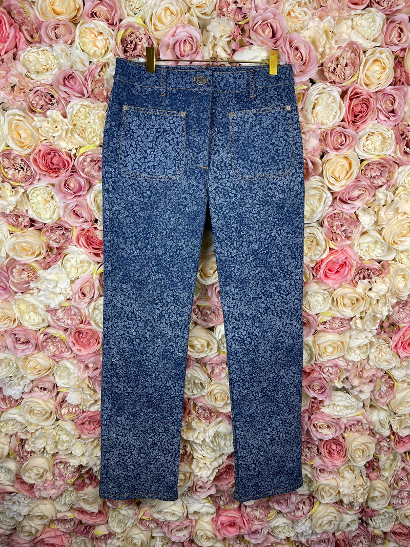 Chanel Mini Flowers Jeans 2021 Blue Sz. 36 DE
