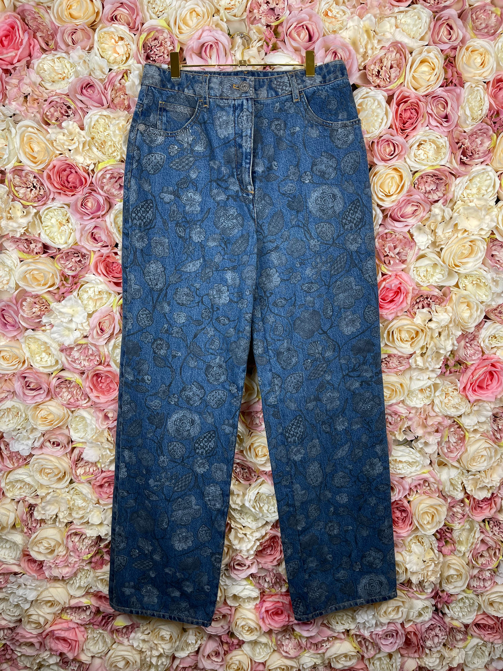 Chanel Floral Jeans 2021 Blue Sz. 38 DE