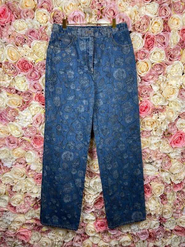 Chanel Floral Jeans 2021 Blue Sz. 38 DE