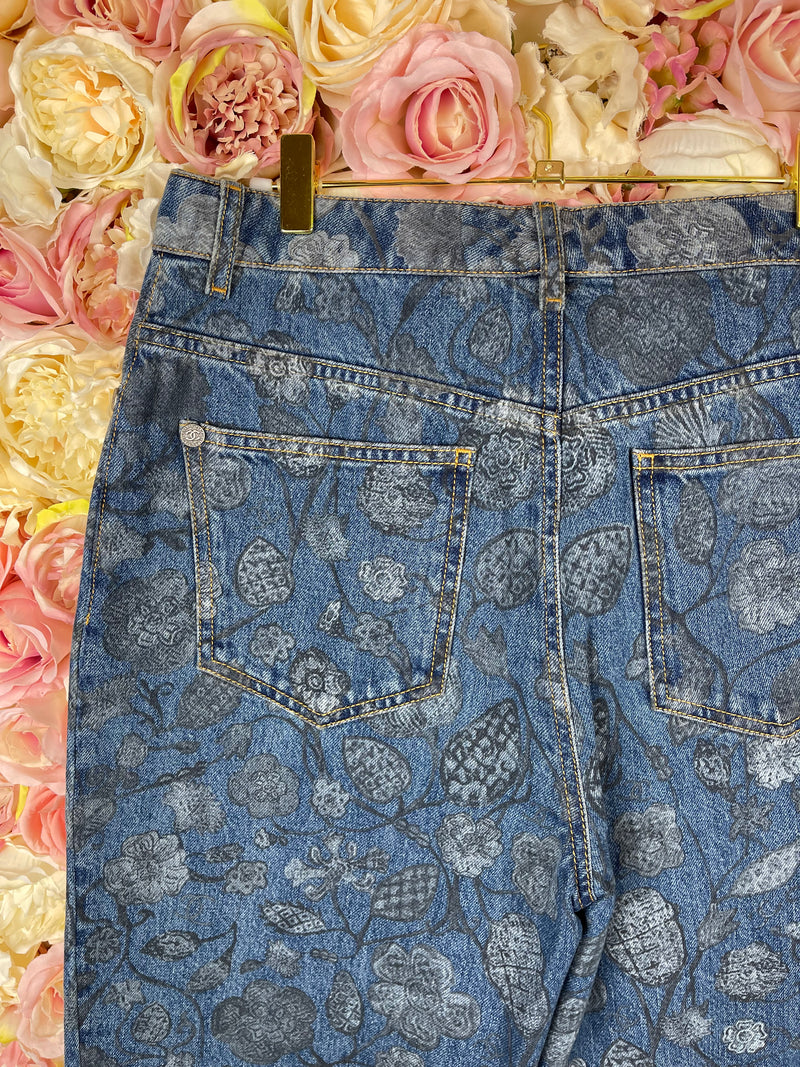 Chanel Floral Jeans 2021 Blue Sz. 38 DE
