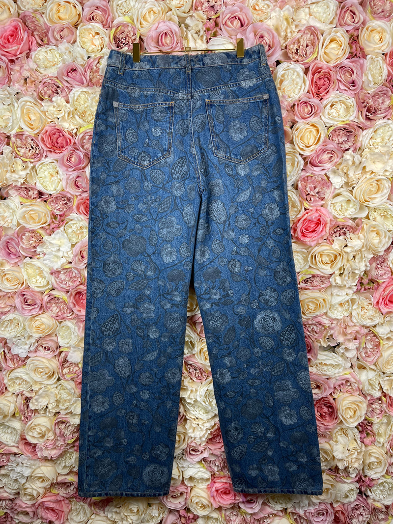 Chanel Floral Jeans 2021 Blue Sz. 38 DE