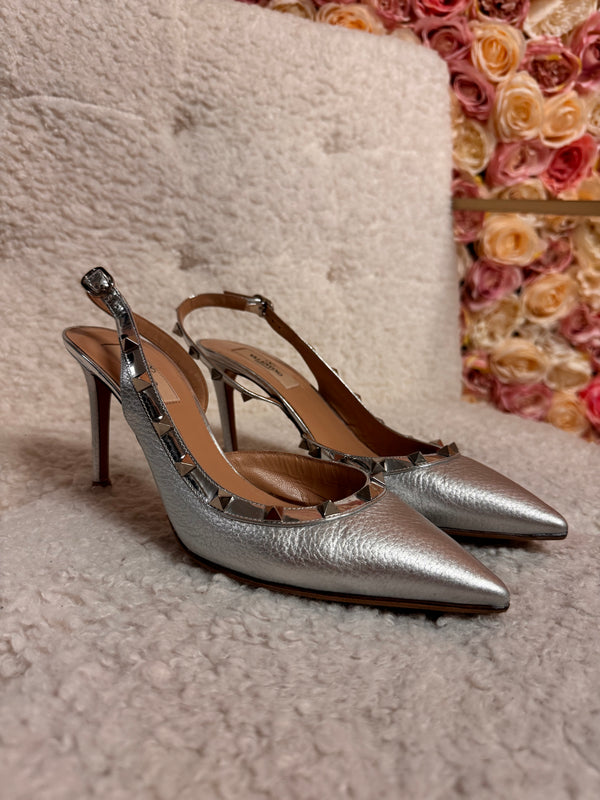 Valentino Rockstud 85 Heels Silver