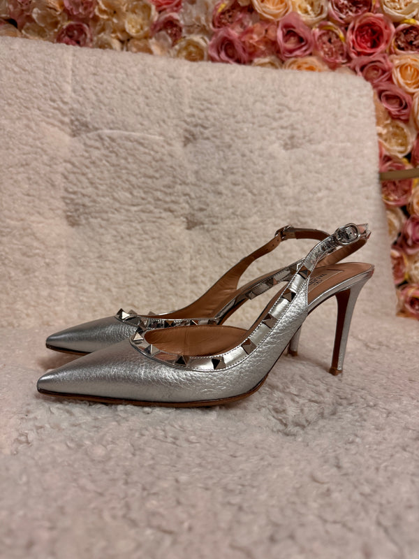 Valentino Rockstud 85 Heels Silver