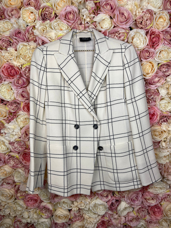 Akris Classic Blazer White Black Sz. 38