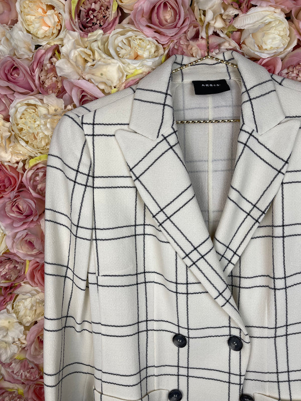Akris Classic Blazer White Black Sz. 38