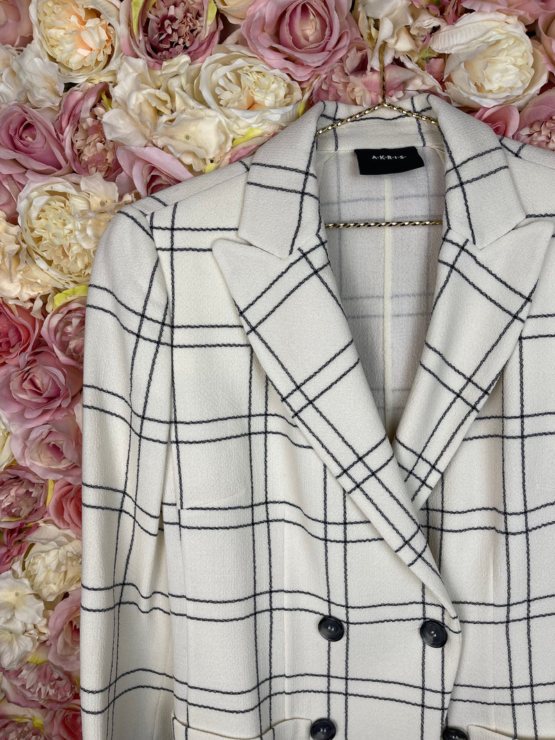 Akris Classic Blazer White Black Sz. 38