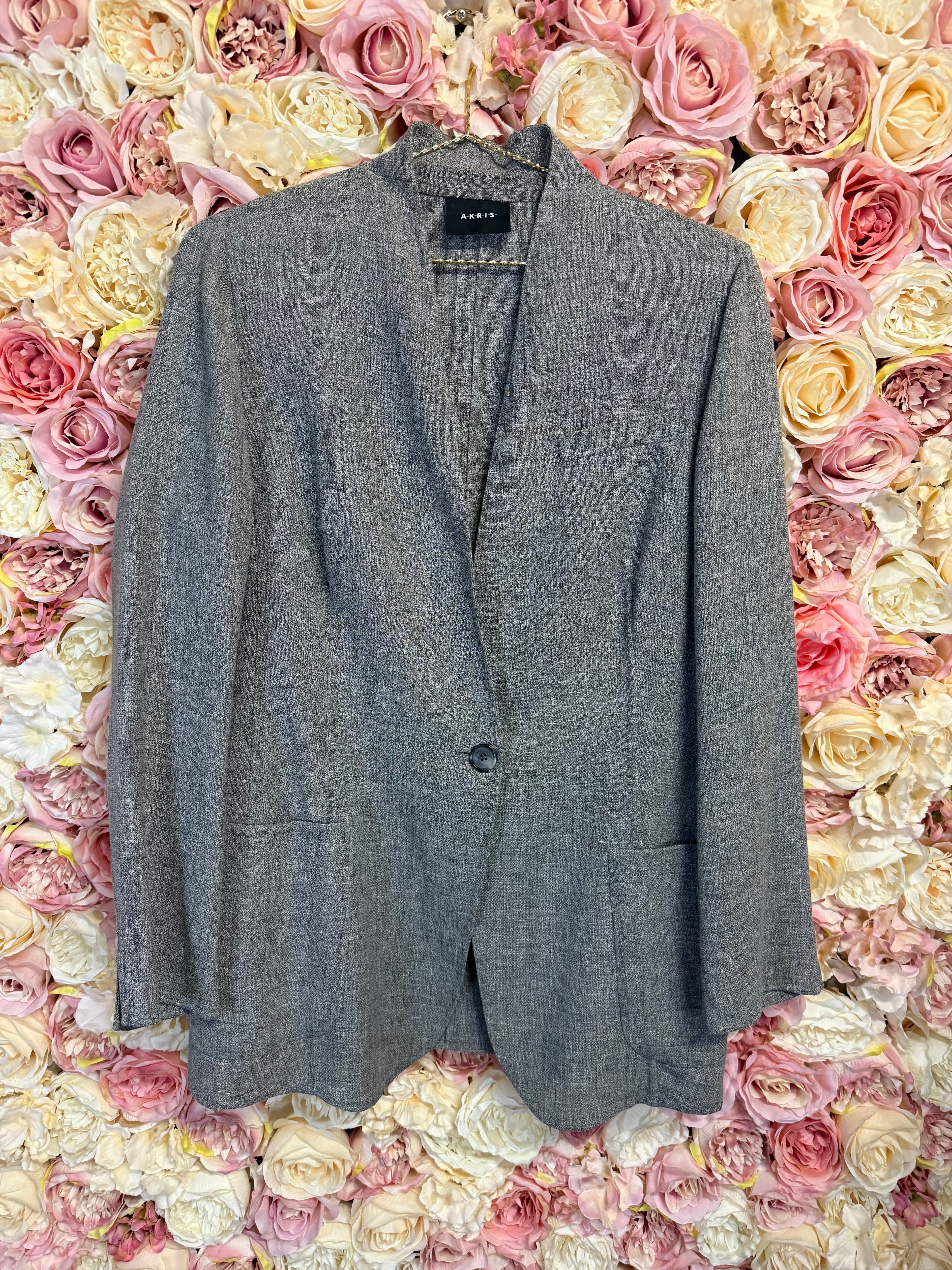 Akris Linen Wool Blazer Grey Sz. 40 EU