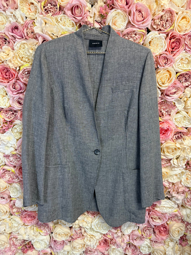 Akris Linen Wool Blazer Grey Sz. 40 EU