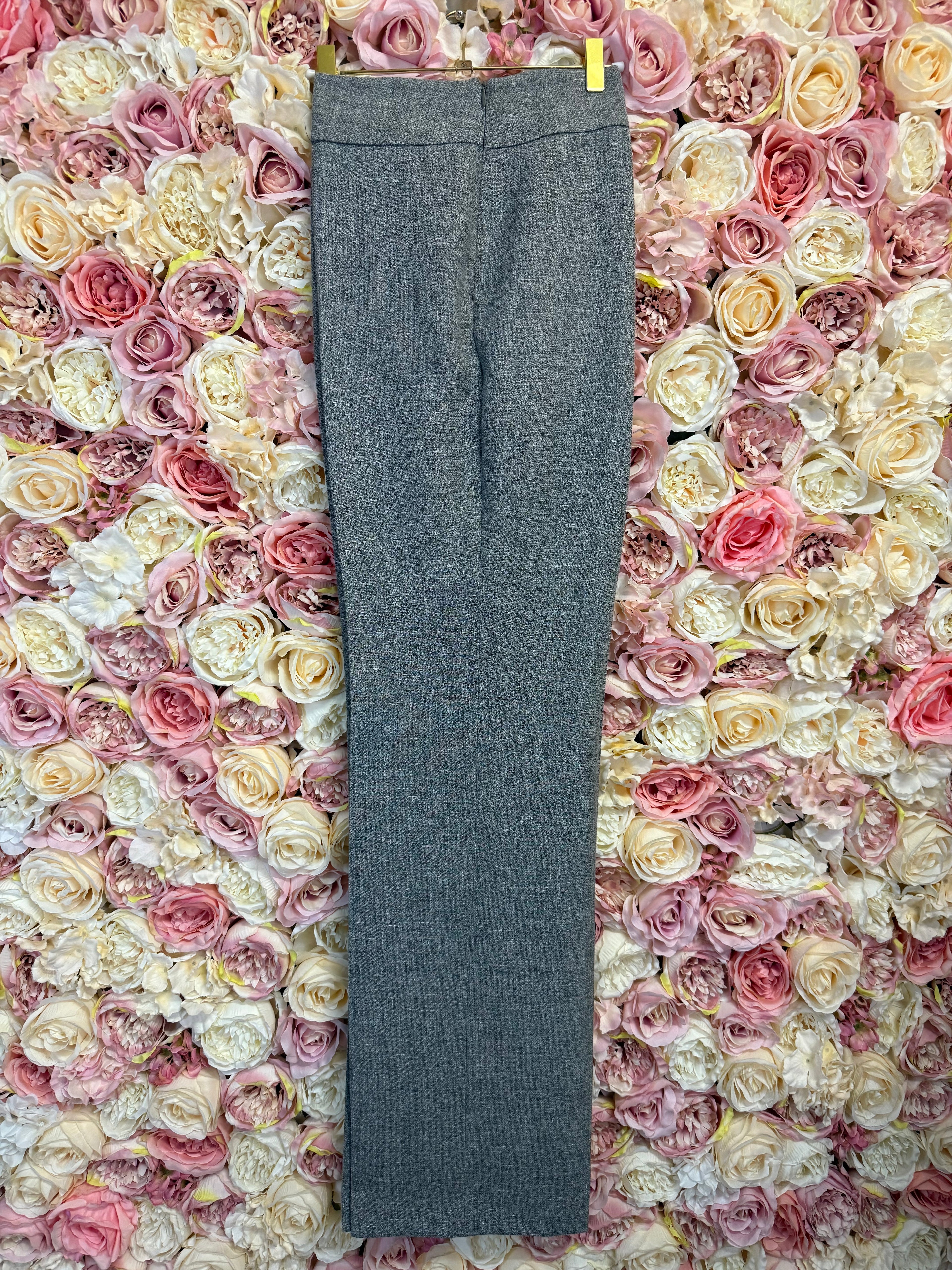 Akris Linen Wool Classic Pants Grey Sz. 42 DE