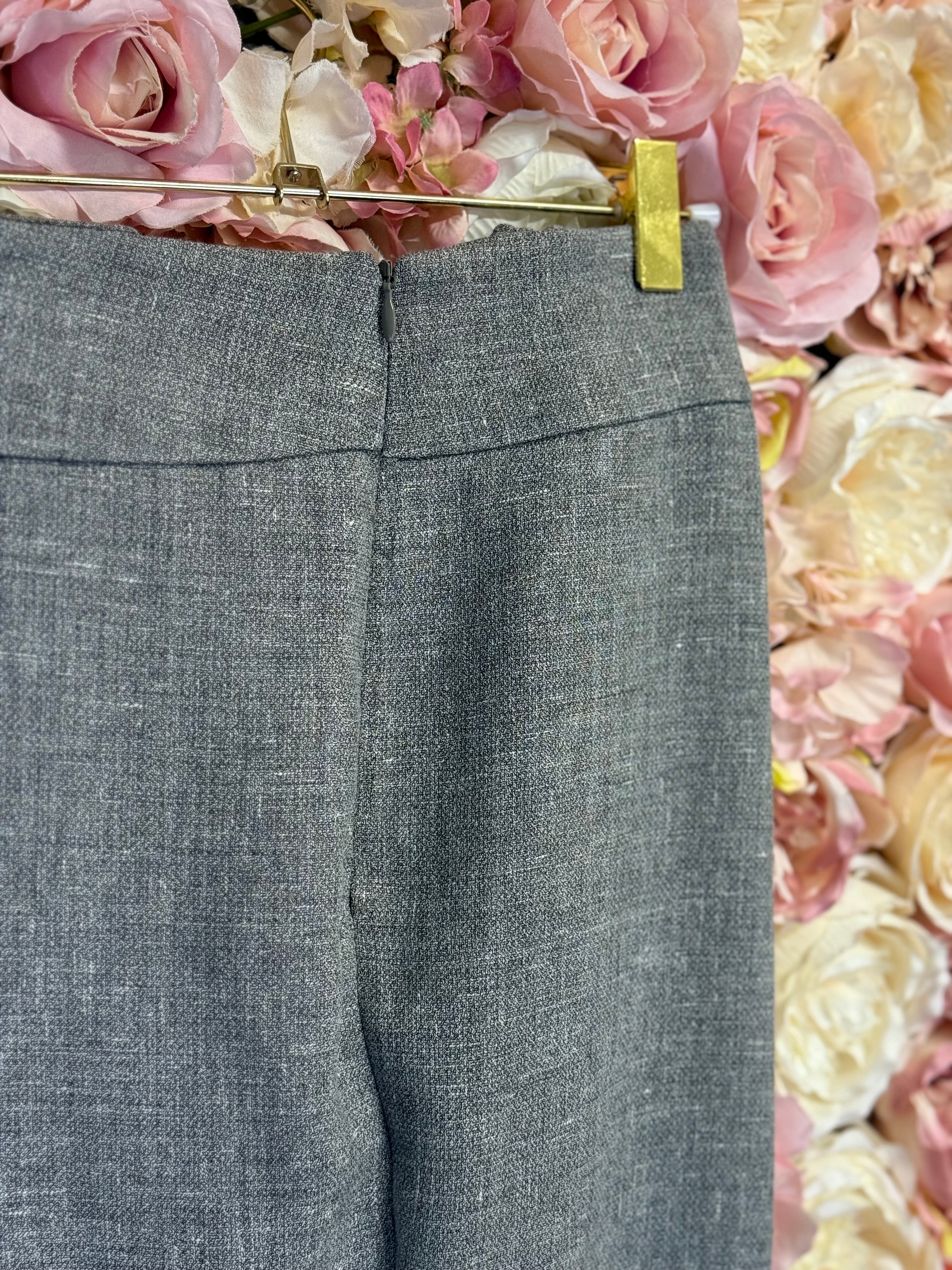 Akris Linen Wool Classic Pants Grey Sz. 42 DE