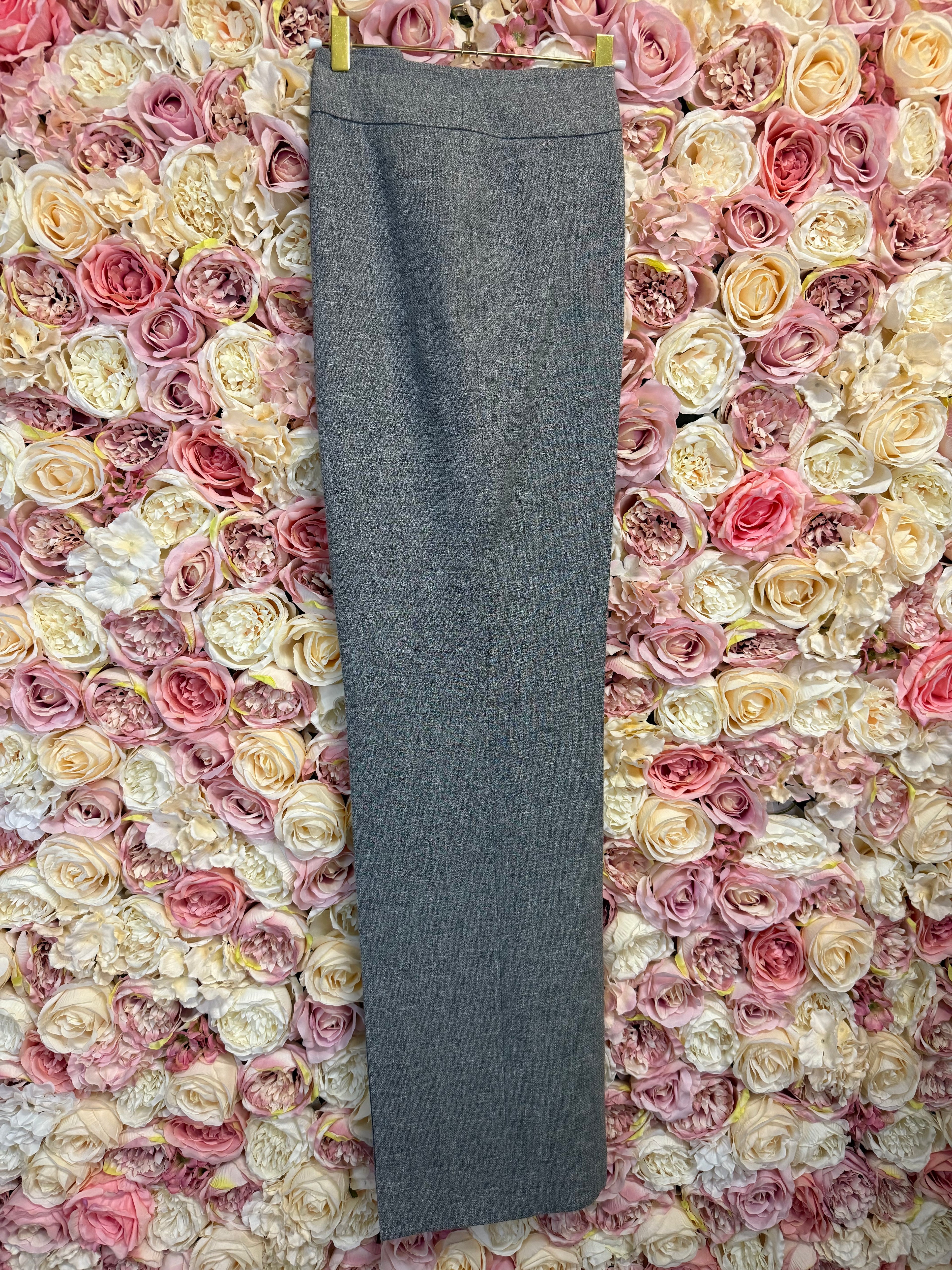 Akris Linen Wool Classic Pants Grey Sz. 42 DE