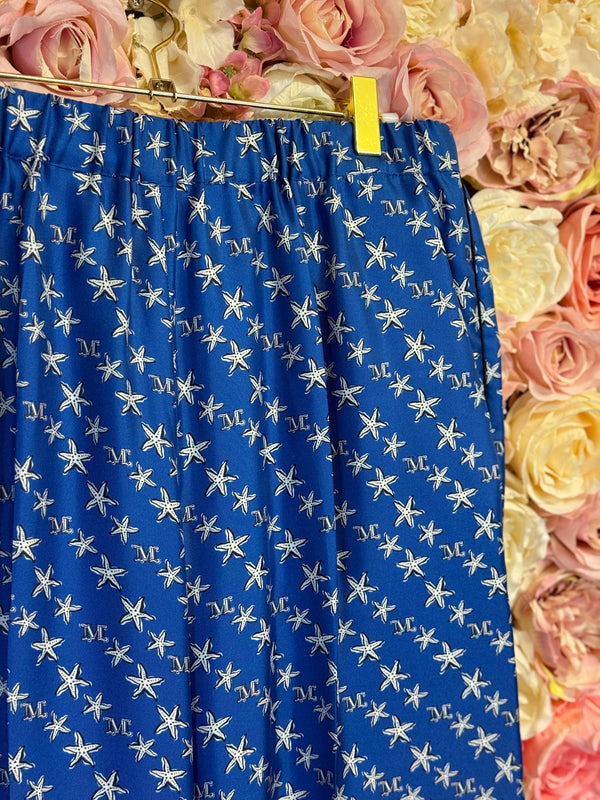 Max Mara Silk Pants Blue Multi Sz. 38 DE