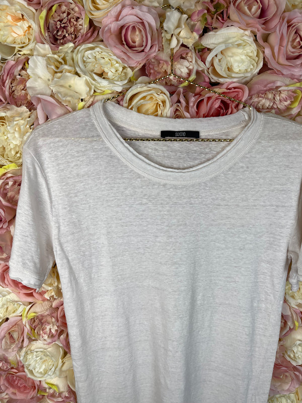 Sly010 Round Neck Linen T-Shirt Off White Sz. S