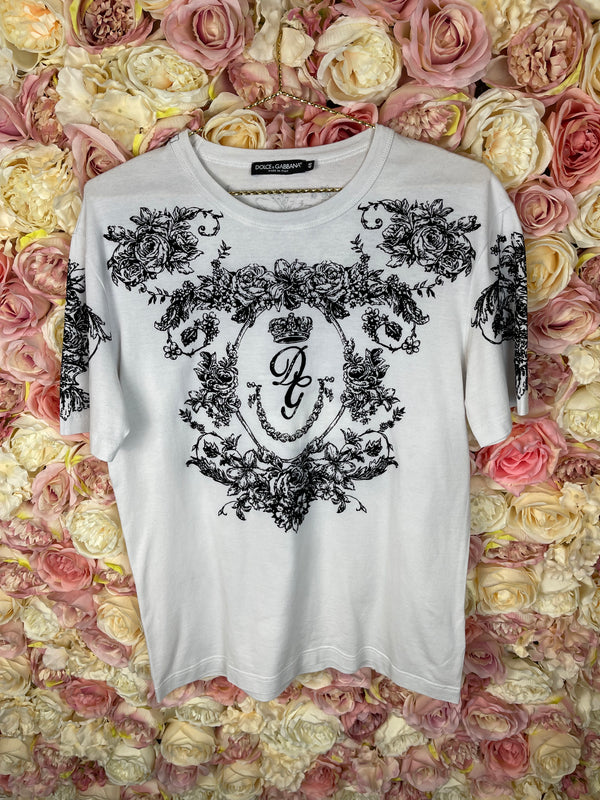 Dolce & Gabbana T-Shirt White Black Sz. L