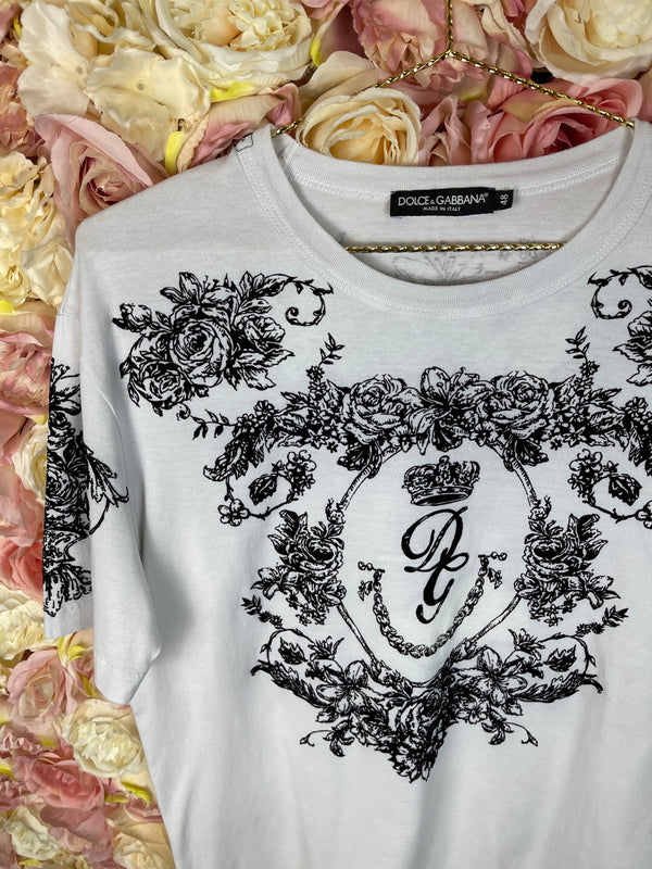 Dolce & Gabbana T-Shirt White Black Sz. L