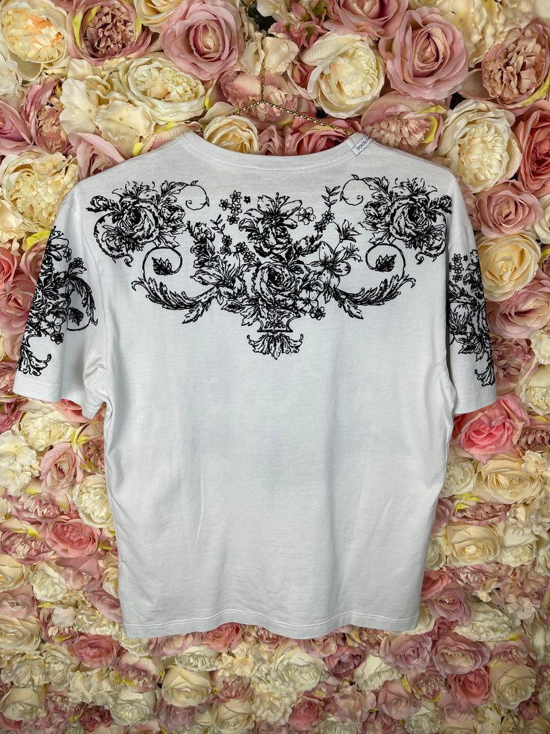 Dolce & Gabbana T-Shirt White Black Sz. L