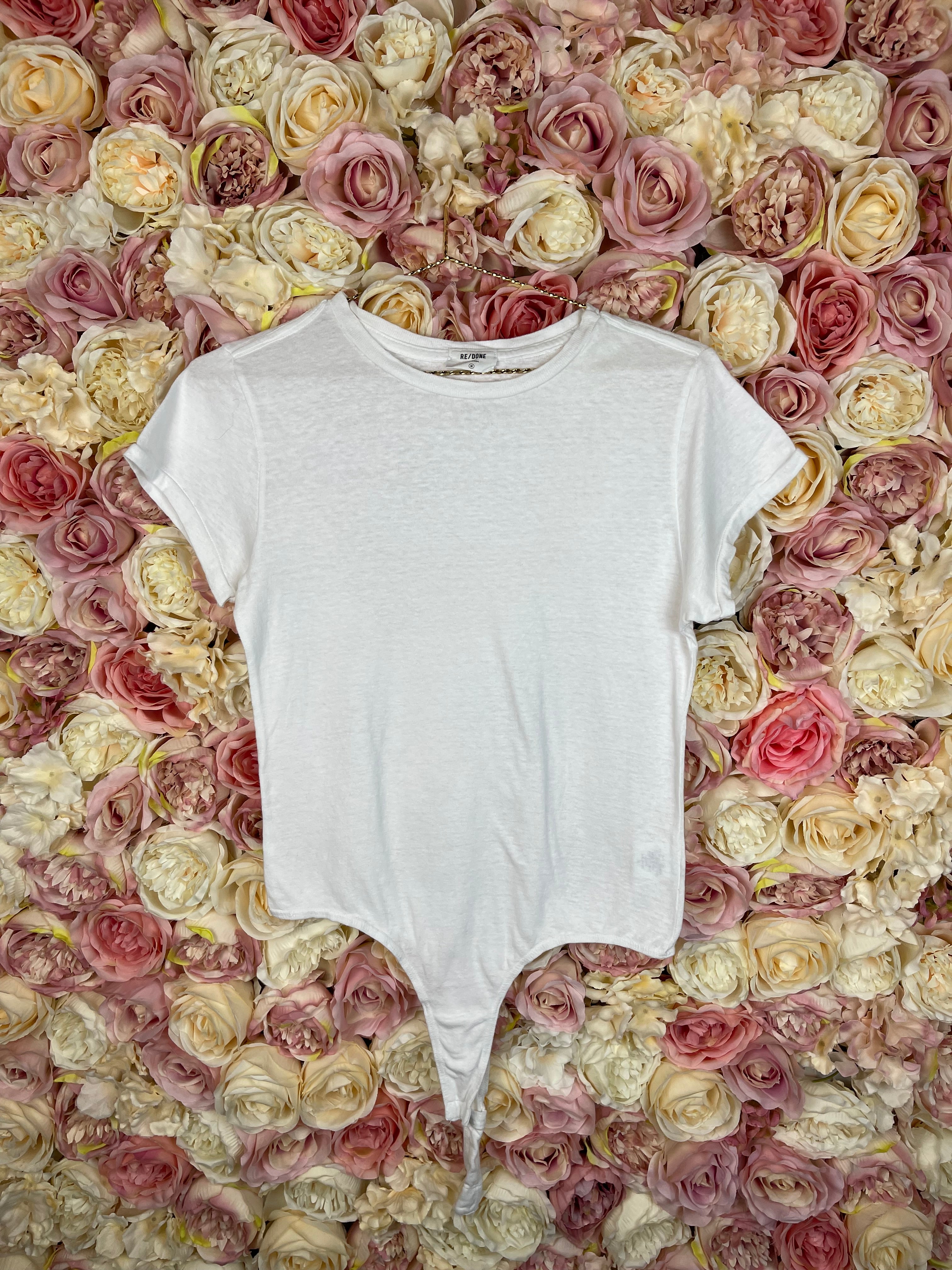 Re/Done Cotton Jersey Body White & Black Sz. M
