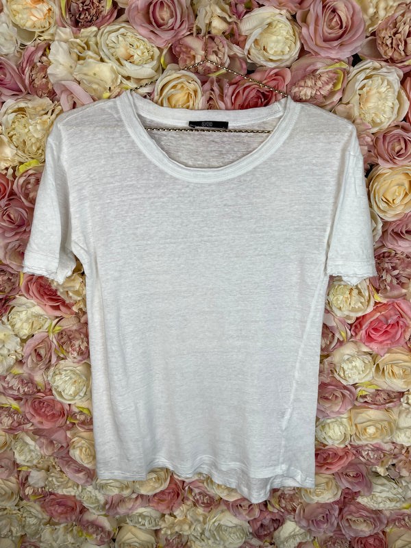 Sly010 Round Neck Linen T-Shirt White Sz. S
