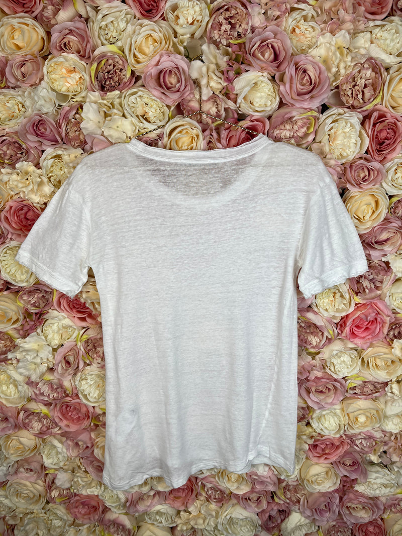 Sly010 Round Neck Linen T-Shirt White Sz. S