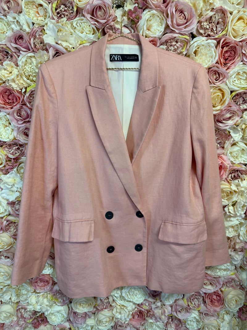 Zara Linen Blazer Light Pink Sz. L
