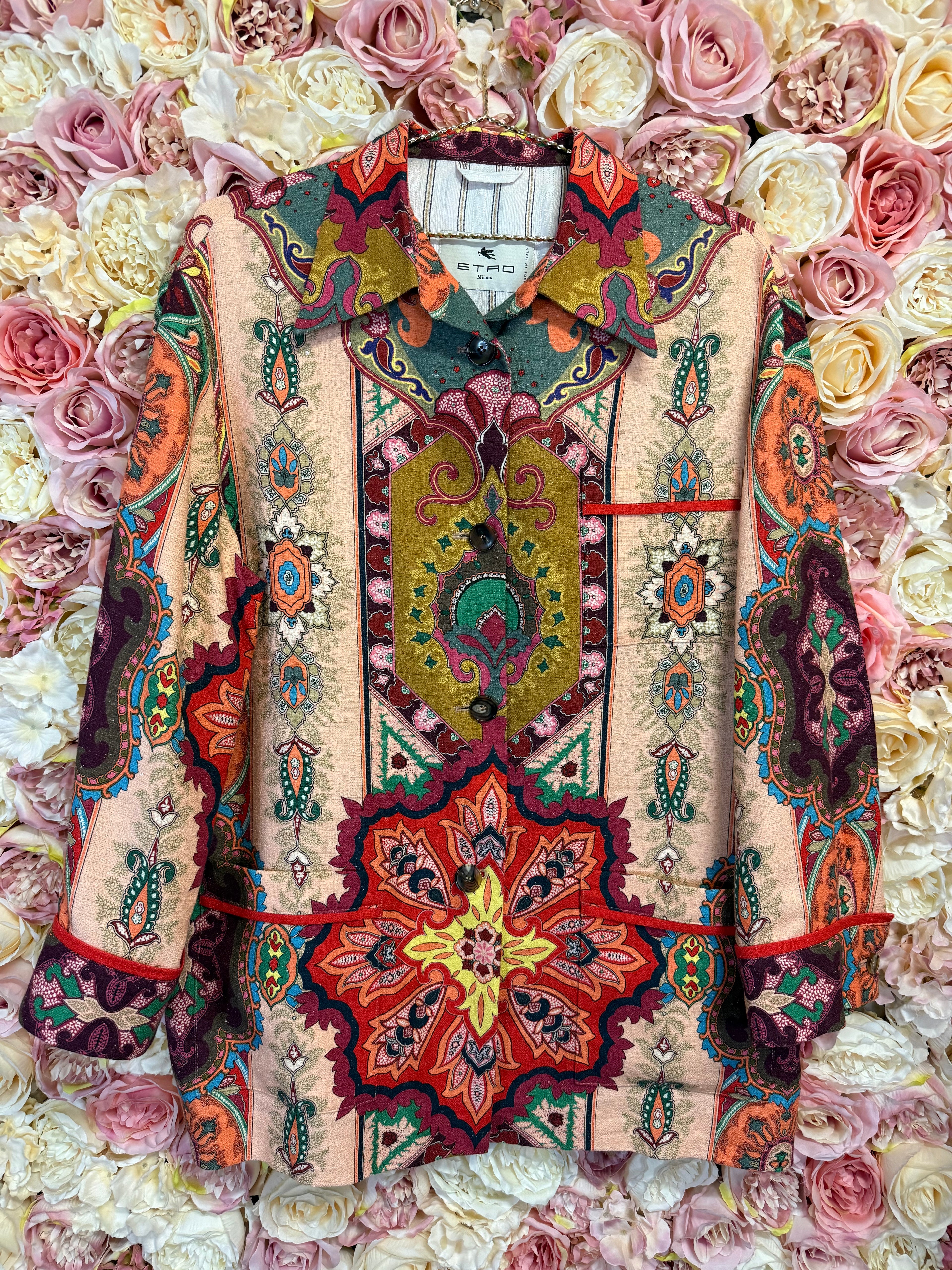 Etro Linen Mix Jacket Multi Sz. 38 DE