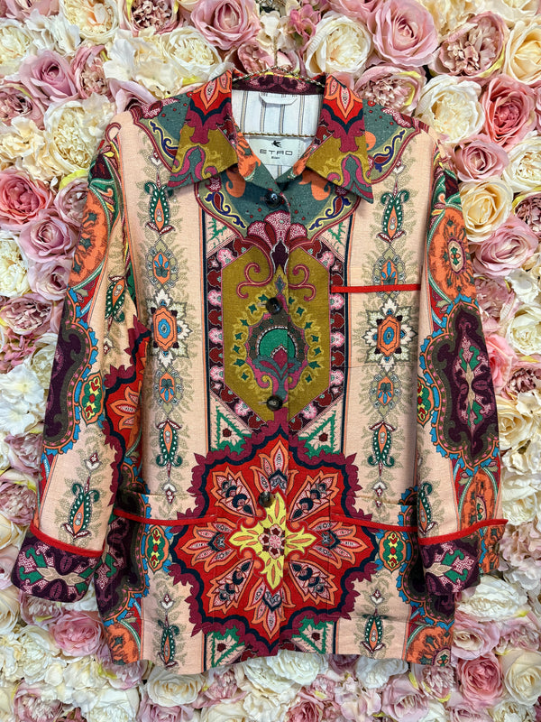 Etro Linen Mix Jacket Multi Sz. 38 DE