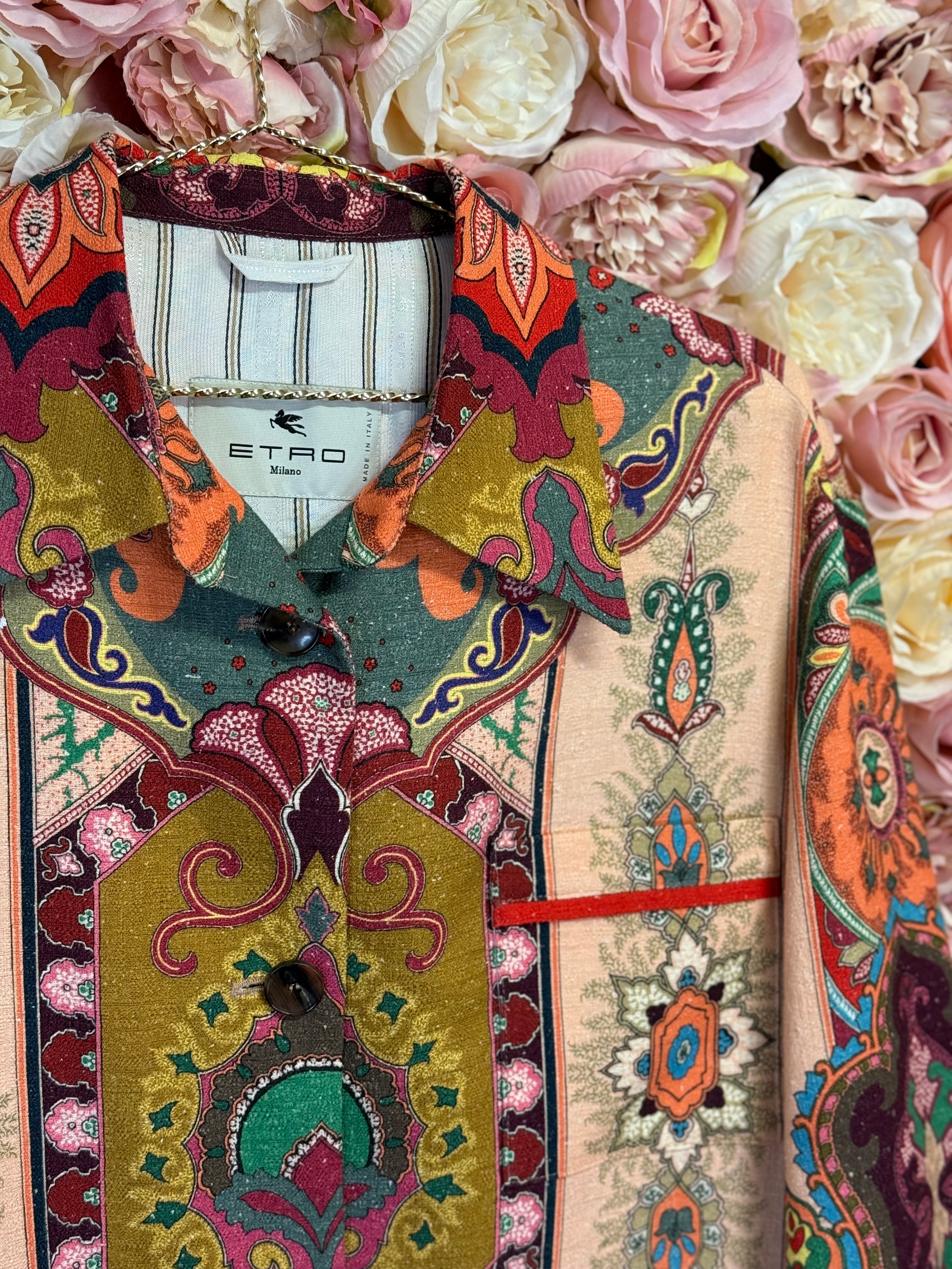 Etro Linen Mix Jacket Multi Sz. 38 DE