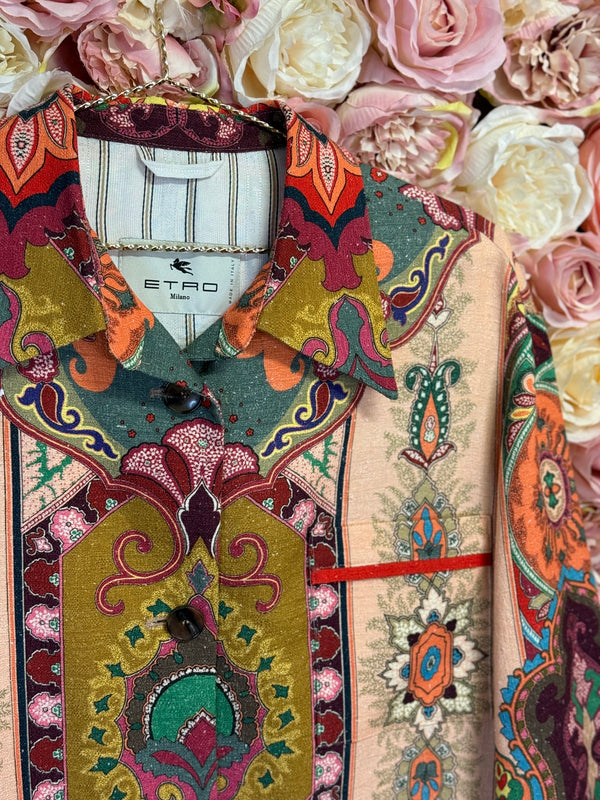 Etro Linen Mix Jacket Multi Sz. 38 DE