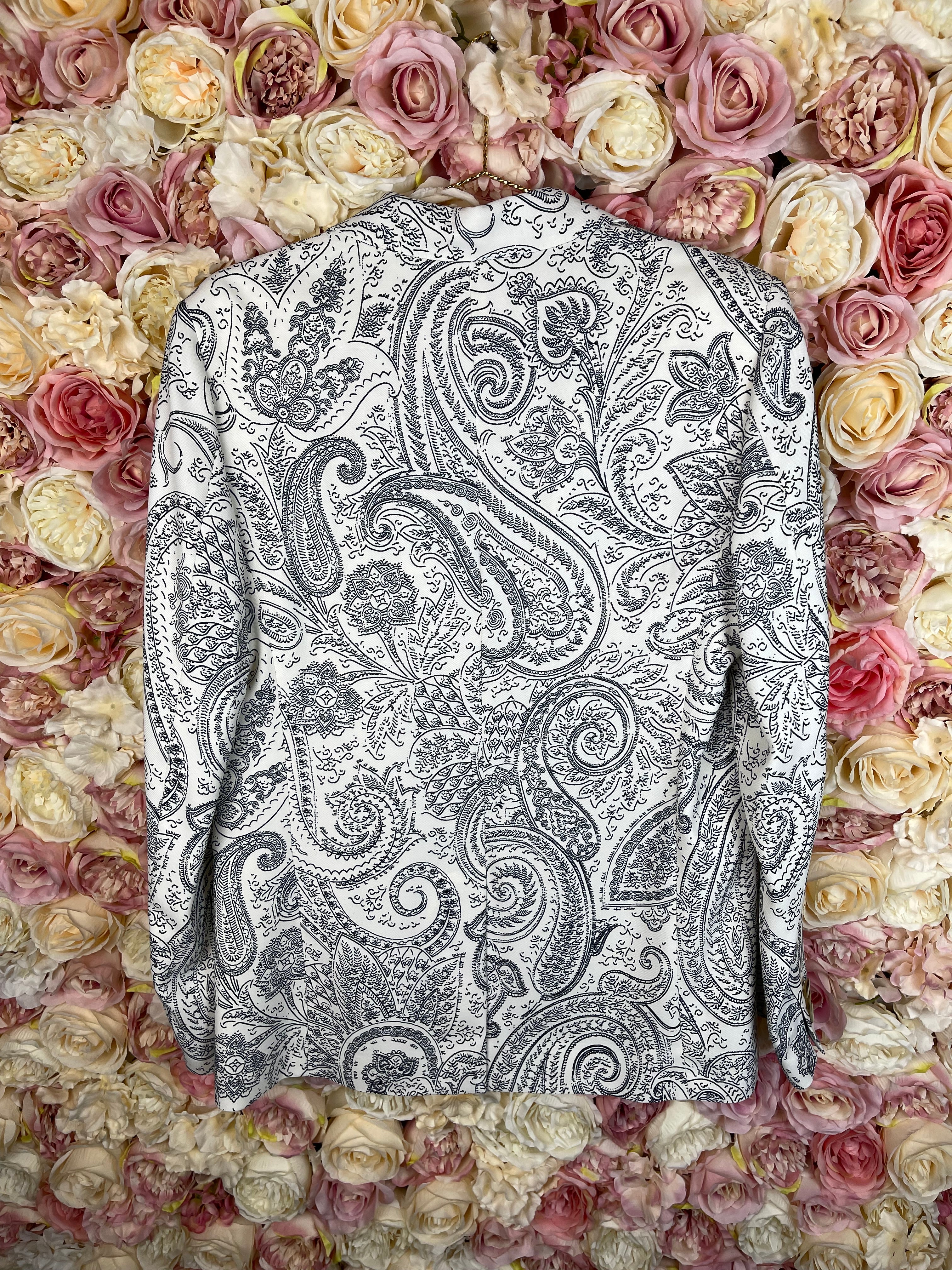 Etro Blazer Paisley Print White Dark Blue Sz. 38 DE & 34 DE