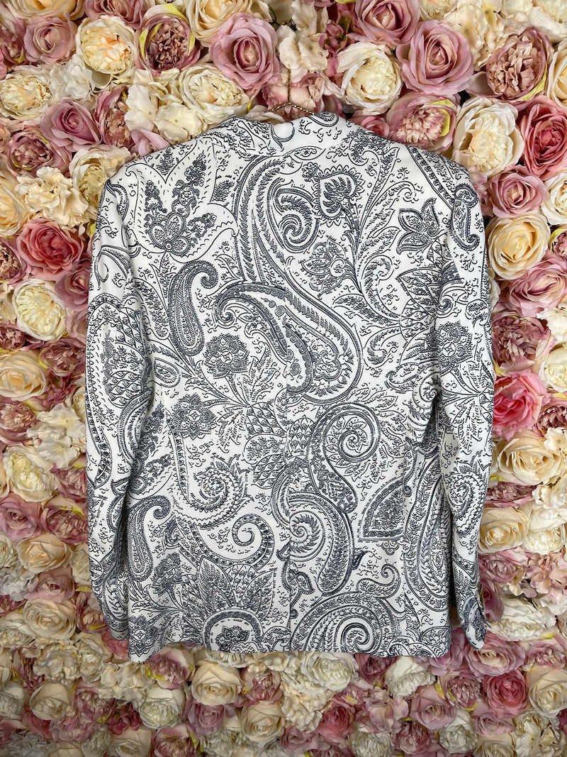 Etro Blazer Paisley Print White Dark Blue Sz. 38 DE & 34 DE