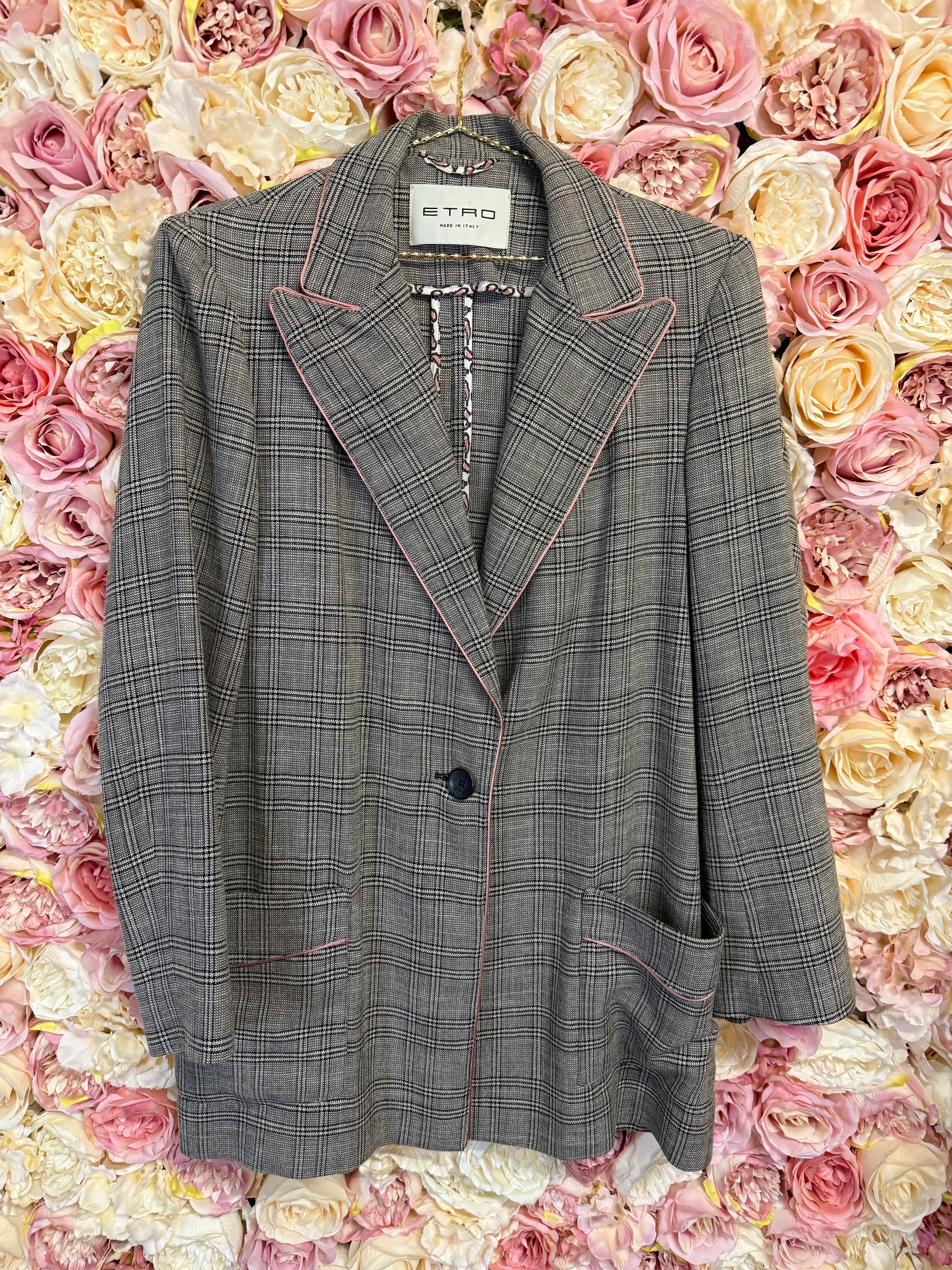 Etro Checked Blazer Beige Black Sz. 40 DE