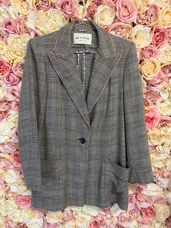 Etro Checked Blazer Beige Black Sz. 40 DE