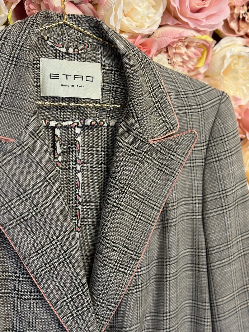Etro Checked Blazer Beige Black Sz. 40 DE
