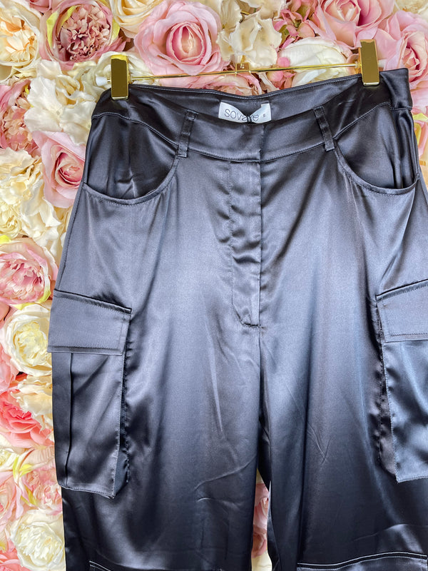Sovaye Shiny Pants Dark Grey Sz. S