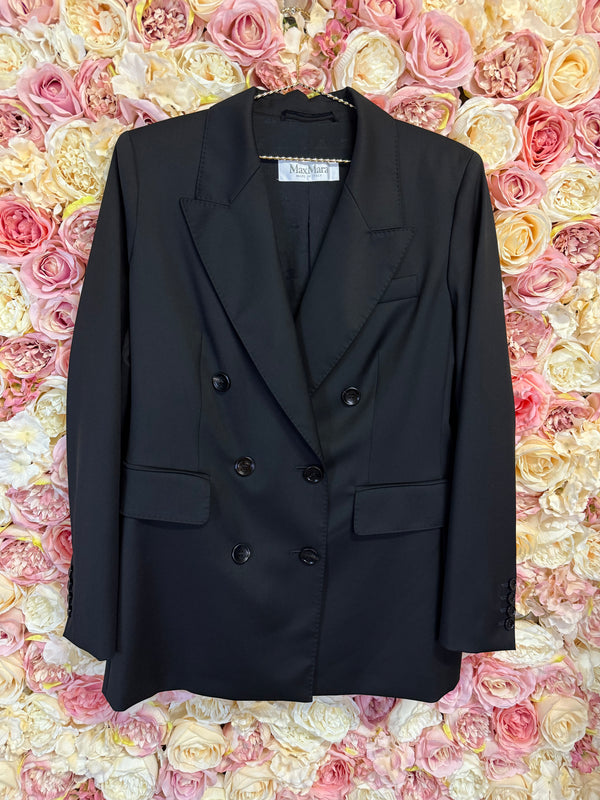 Max Mara Double-breasted Classic Wool Blazer Black Sz. 42 DE