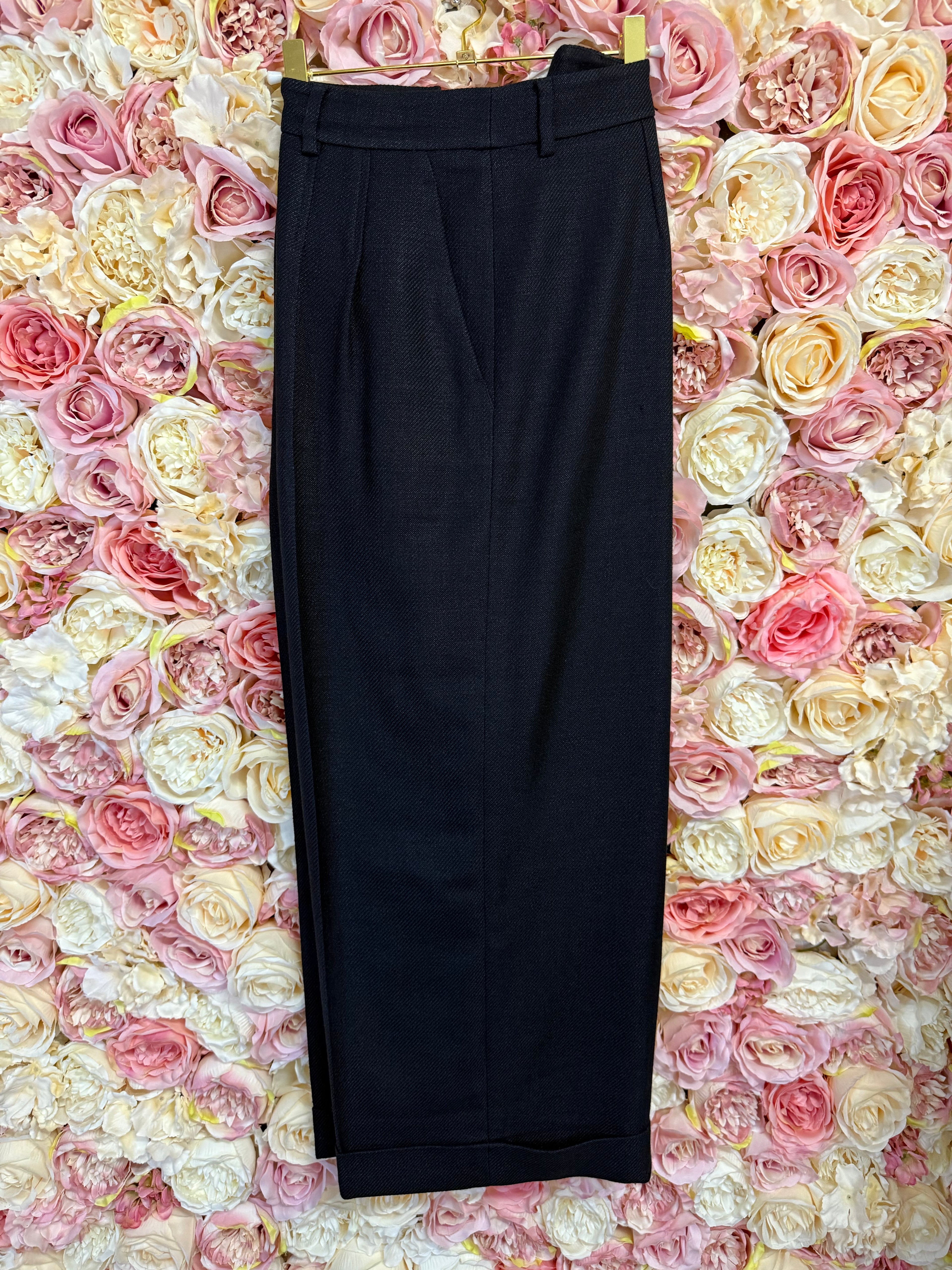 Akris Silk Wool Pants Dark Blue Sz. 42 DE