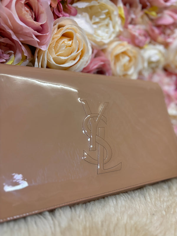 Yves Saint Laurent Belle De Jour Clutch Patent Leather Nude