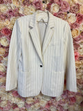 Max Mara Linen Cotton Mix Blazer Pinstriped White Sz. 40 DE