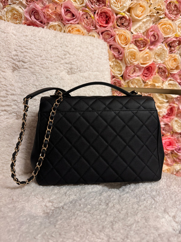 Chanel Black Caviar Leather Business Affinity Chain Flap Bag