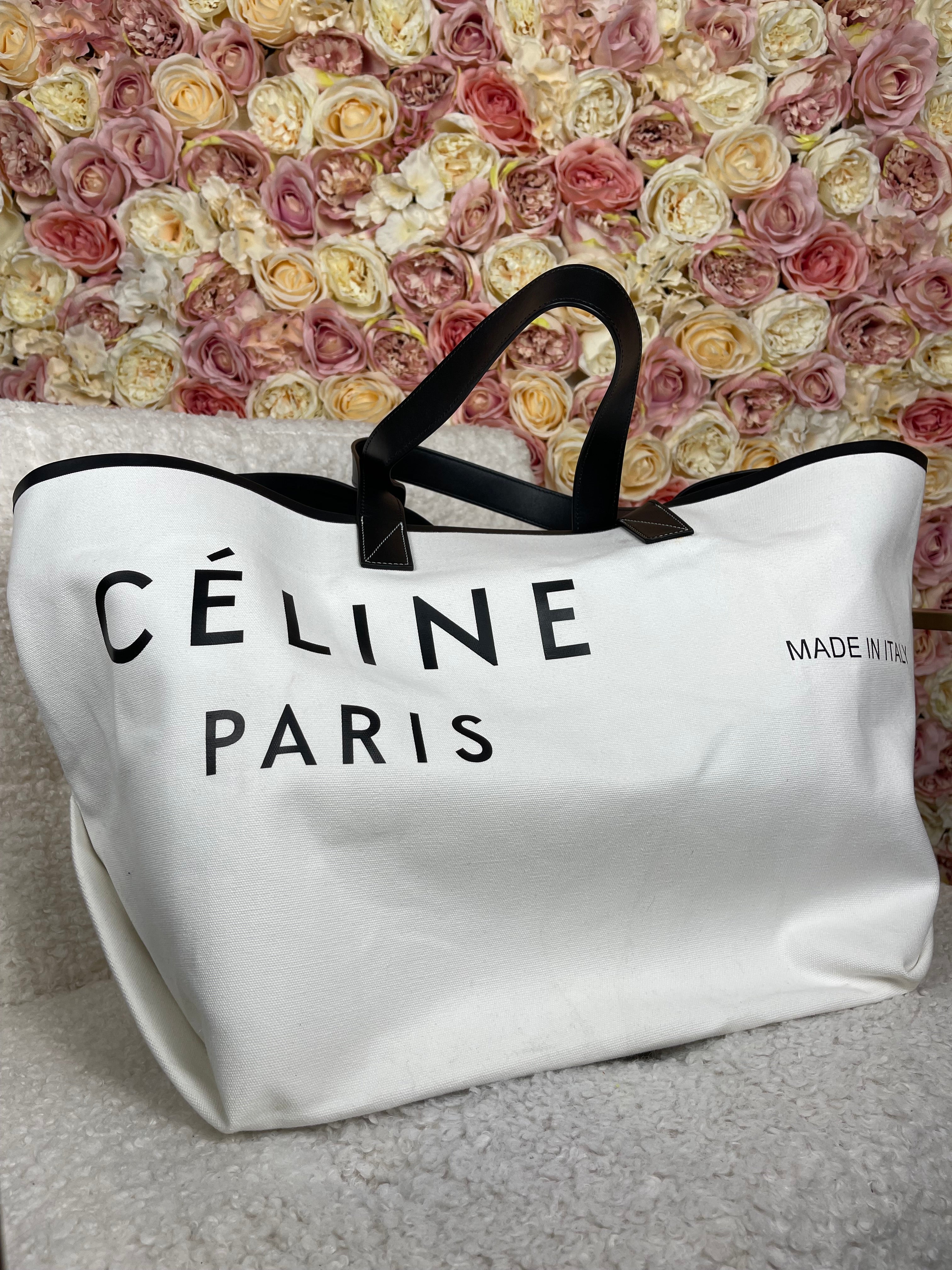 Céline Large Tote Bag White Black