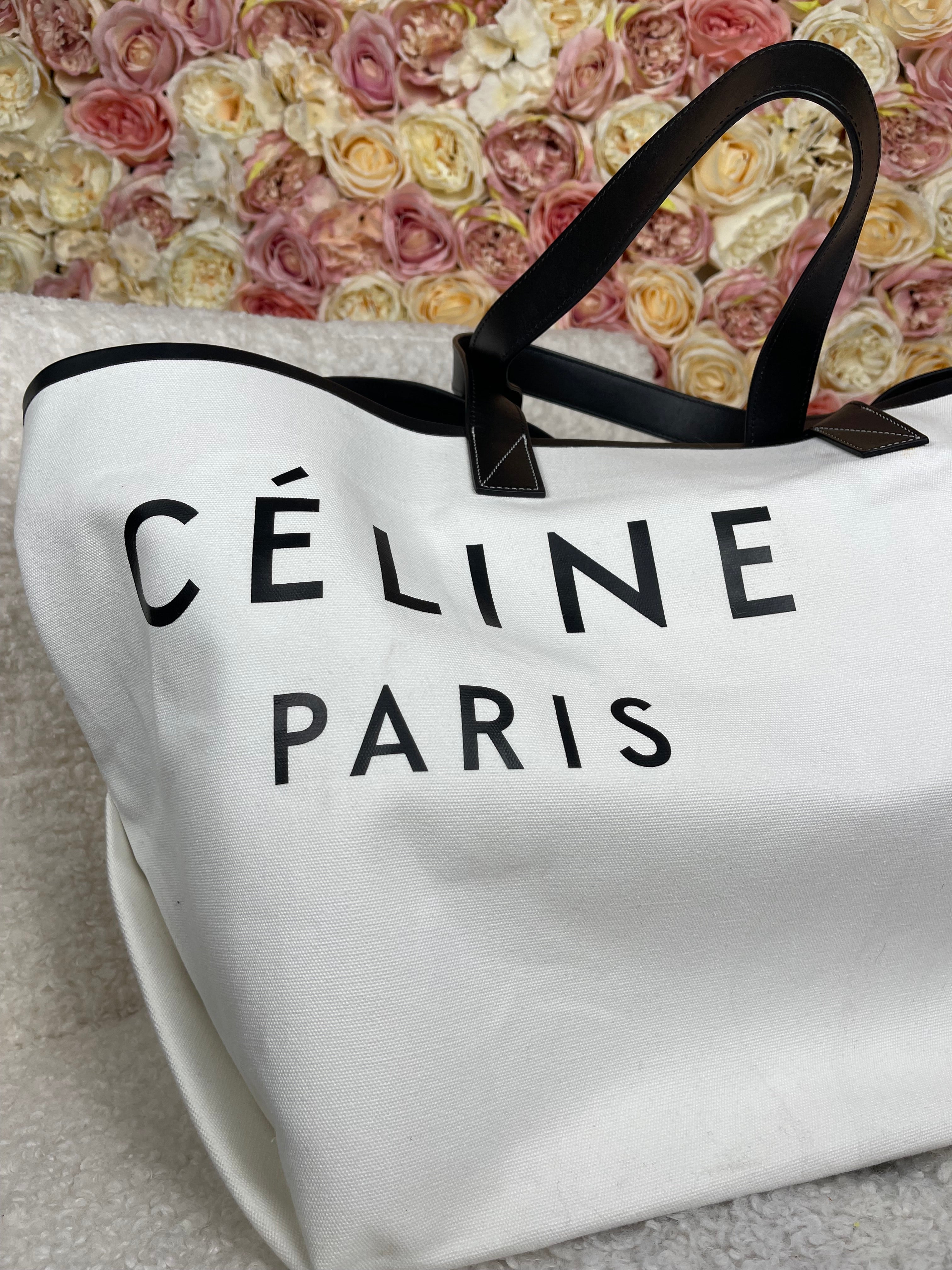 Céline Large Tote Bag White Black