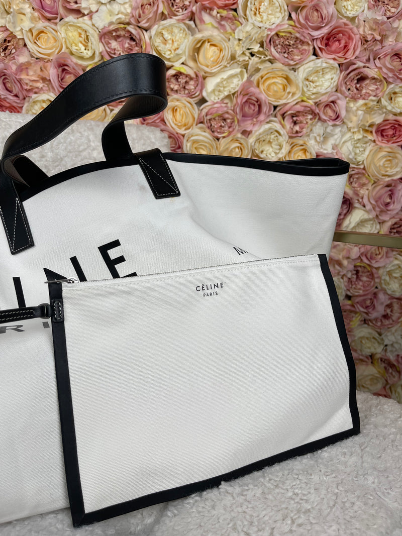 Céline Large Tote Bag White Black