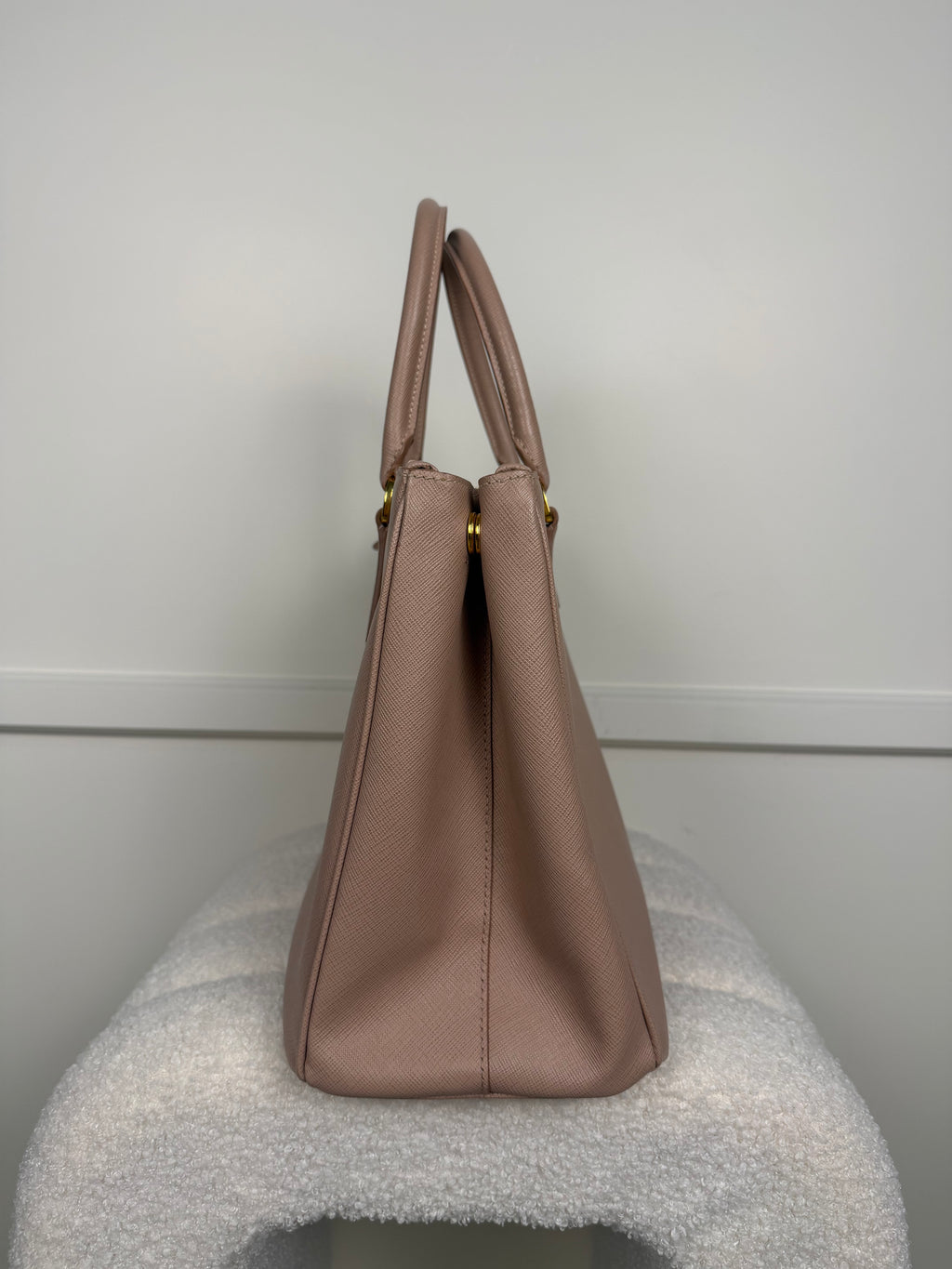 Prada Galleria Double Zip Tasche Medium – Dunkel Beige