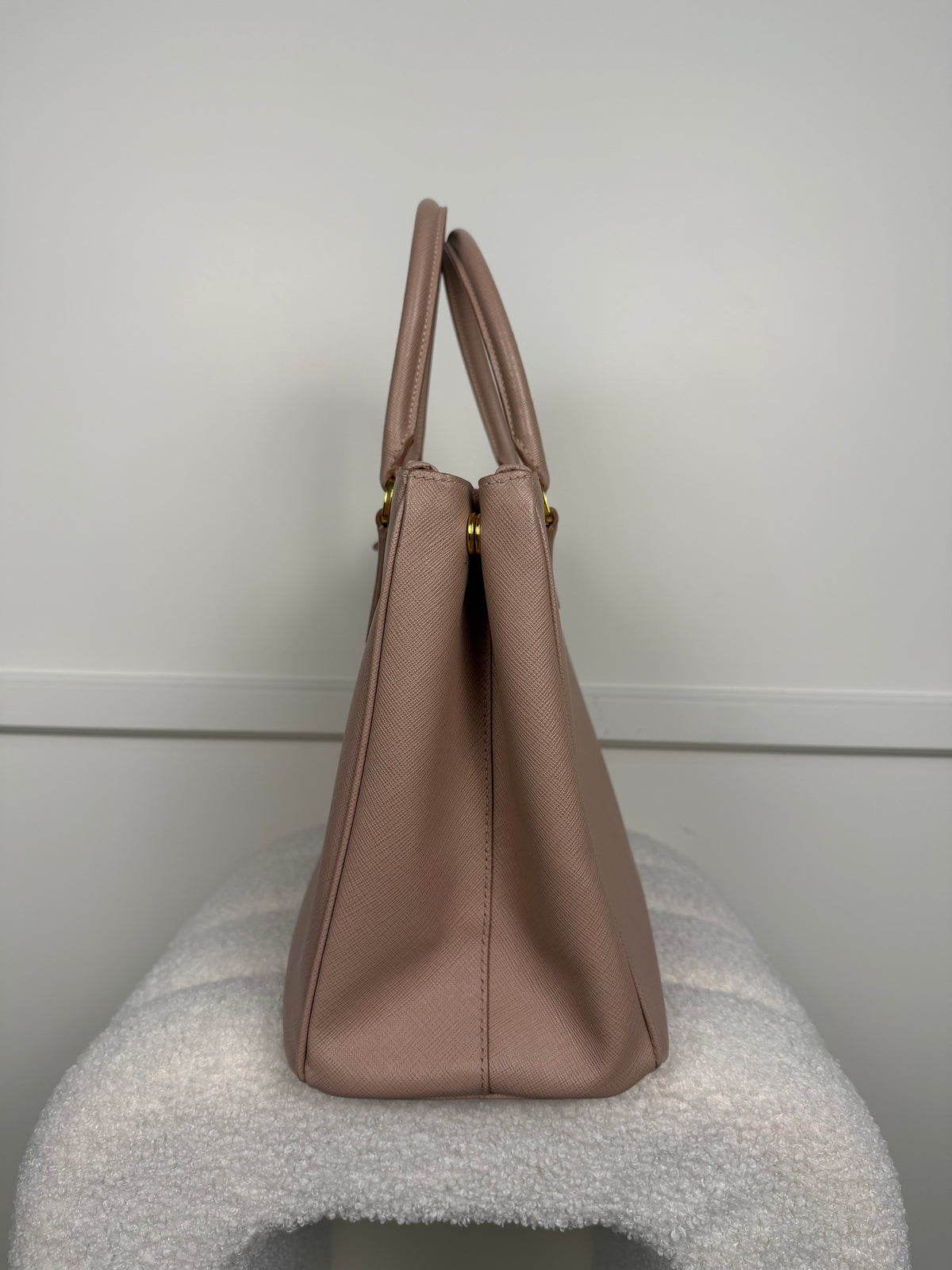 Prada Galleria Double Zip Tasche Medium – Dunkel Beige