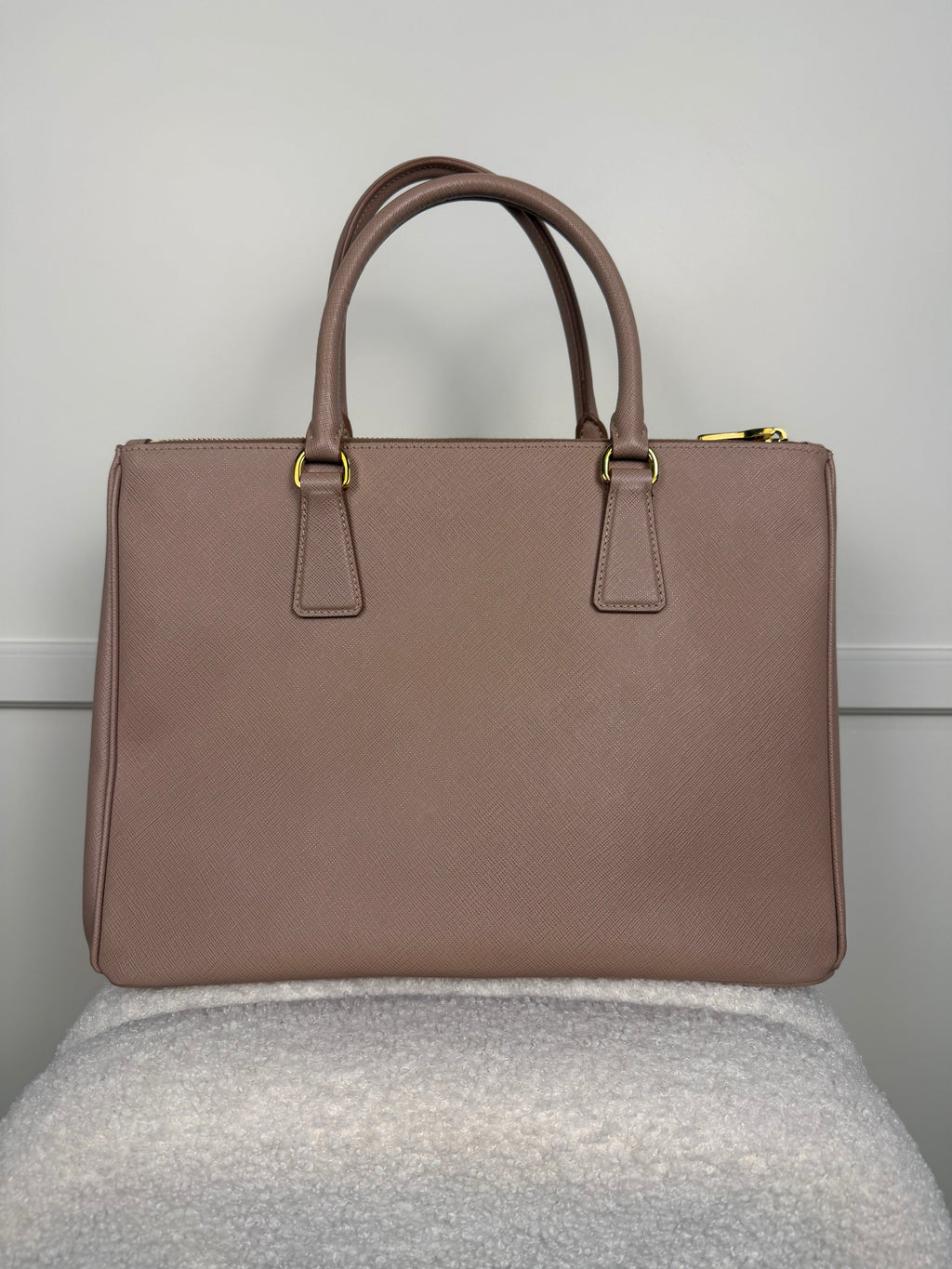 Prada Galleria Double Zip Tasche Medium – Dunkel Beige