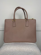 Prada Galleria Double Zip Tasche Medium – Dunkel Beige