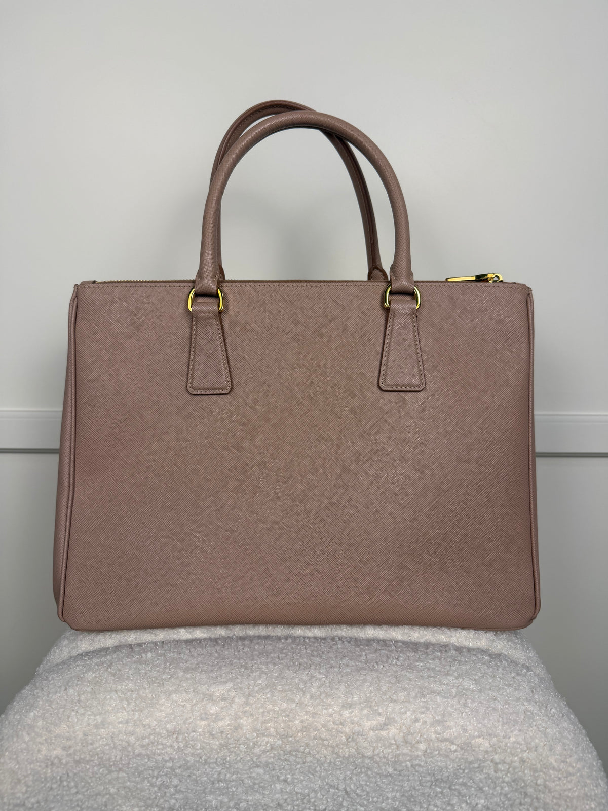 Prada Galleria Double Zip Tasche Medium – Dunkel Beige