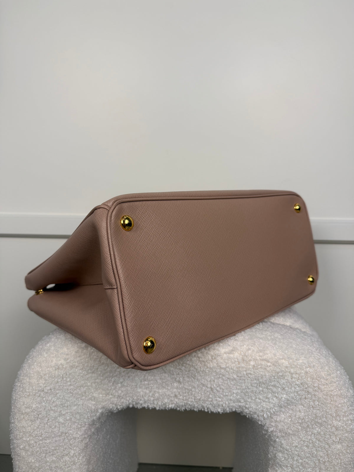 Prada Galleria Double Zip Tasche Medium – Dunkel Beige