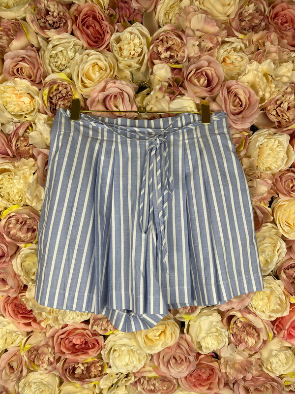 Ermanno Scervino Linen Shorts Blue White Sz. 36 DE
