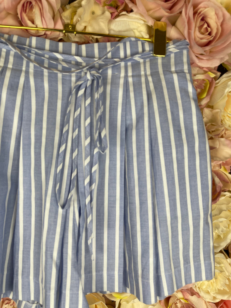 Ermanno Scervino Linen Shorts Blue White Sz. 36 DE